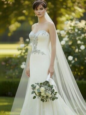 NWT Ivory Strapless Fit-and-Flare Lace Bridal Gown - Size 8